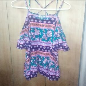 Floral cold shoulder top S